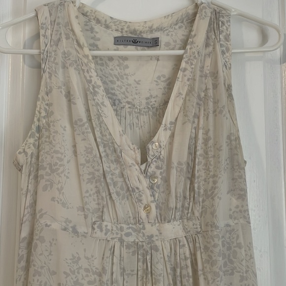 Hilton Weiner maxi dress, size small. White with delicate flower pattern in grey - Picture 3 of 8